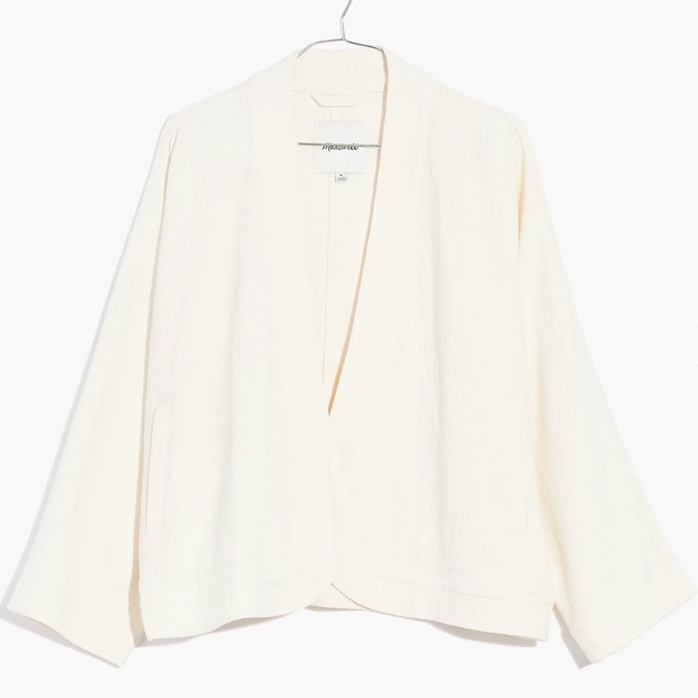 Madewell New Linen-Blend Cropped Robe Jacket